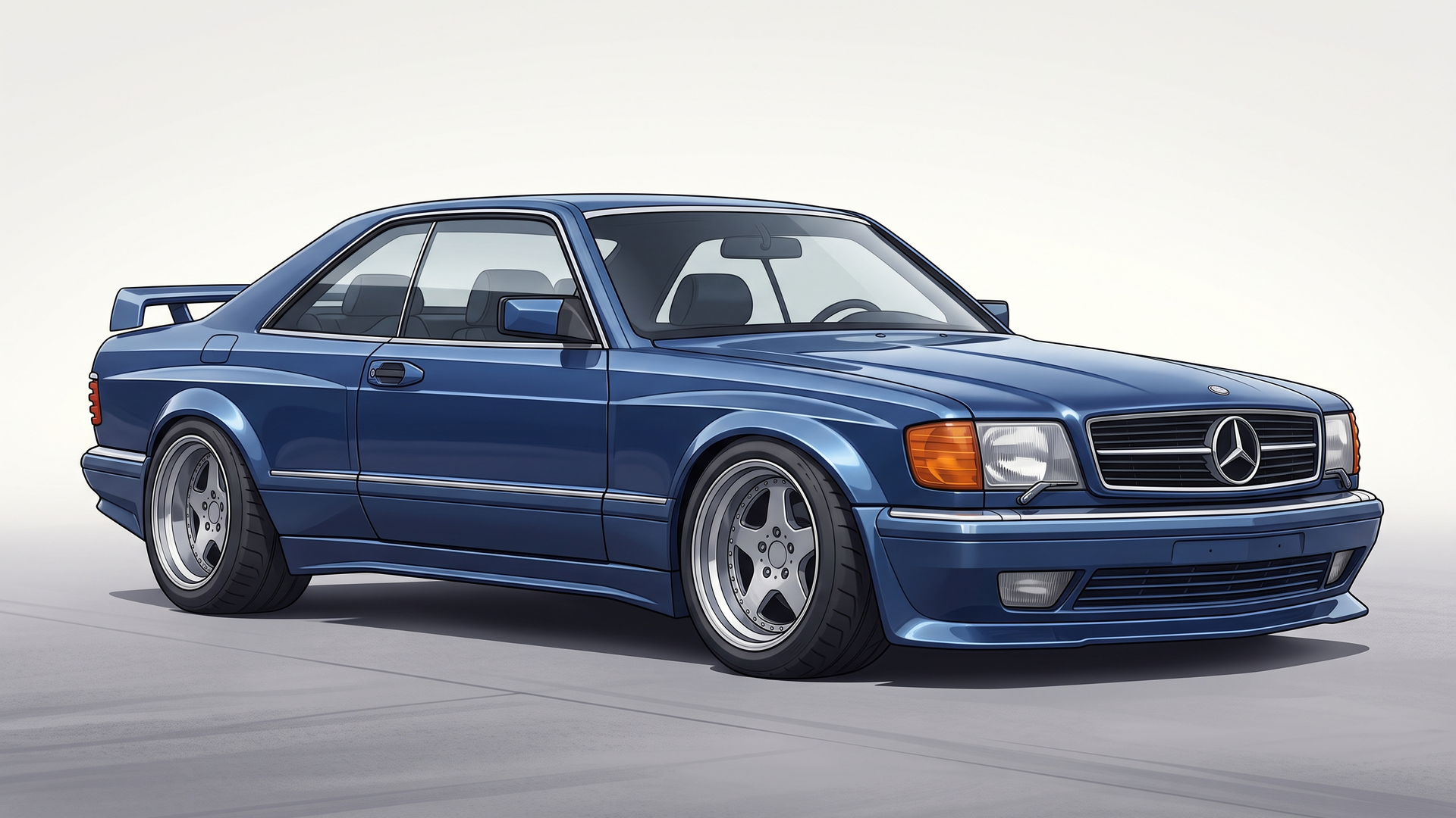ワイドボディと大きく張り出したフェンダーを備えた560SEC AMG