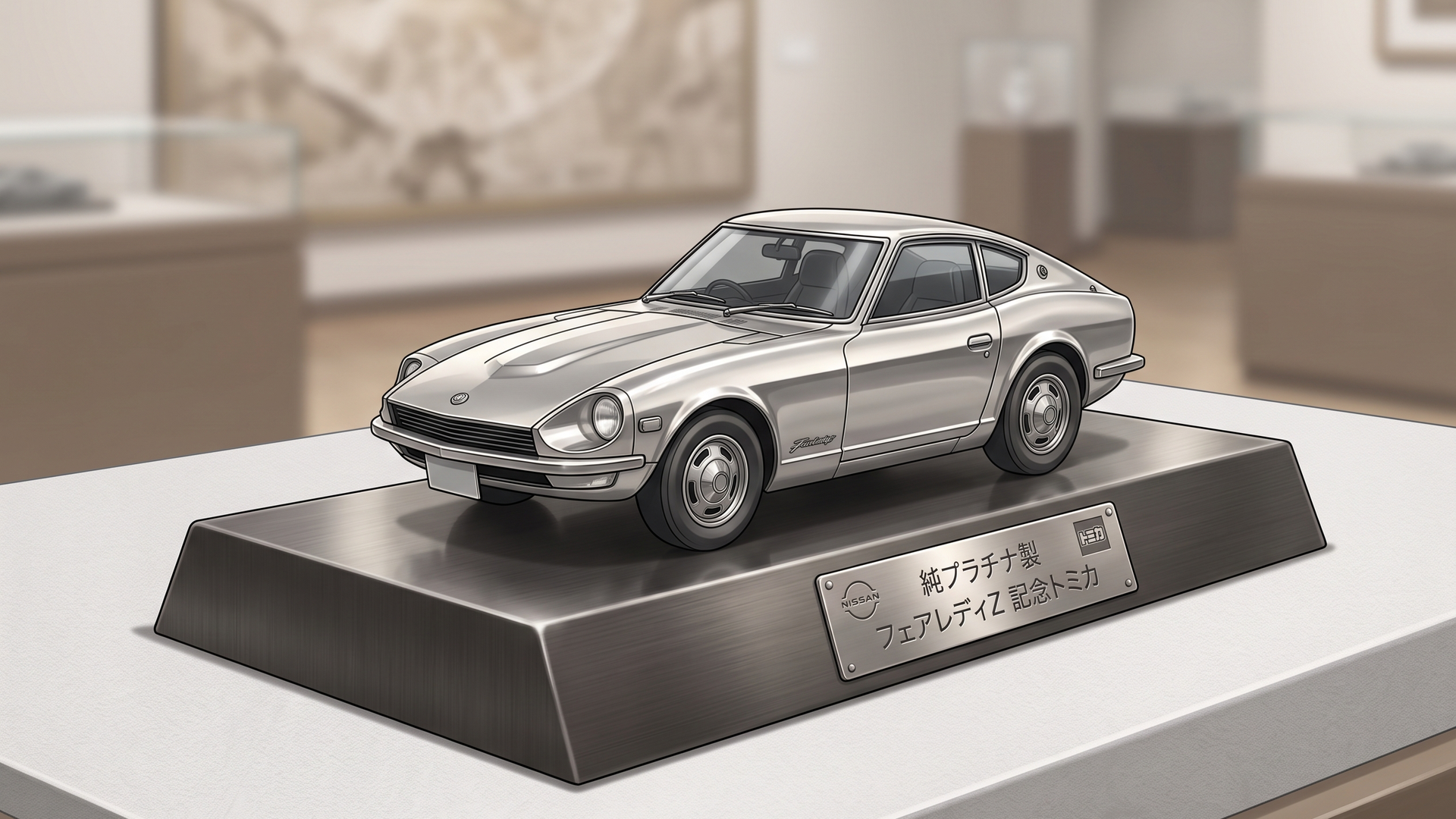純プラチナで作られたフェアレディZの記念トミカ